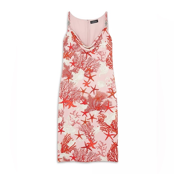 Versace Coral Reef Print Midi Dress in Pink and Red - Picture 1 of 9